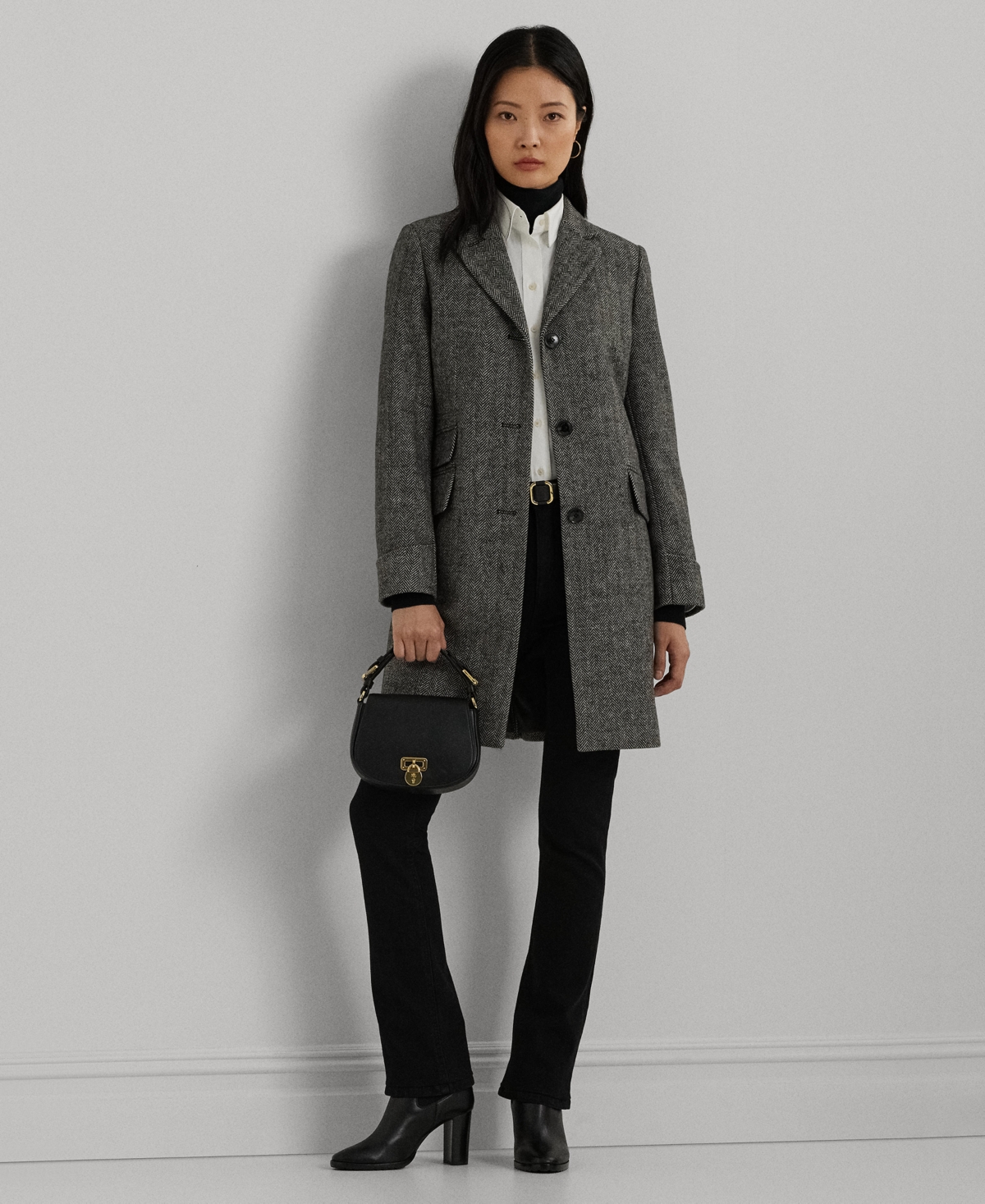 Ralph Lauren Petite Notched-collar Walker Coat In Multi