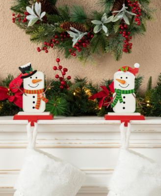 Christmas Snowman Stocking Holders, Set of 2