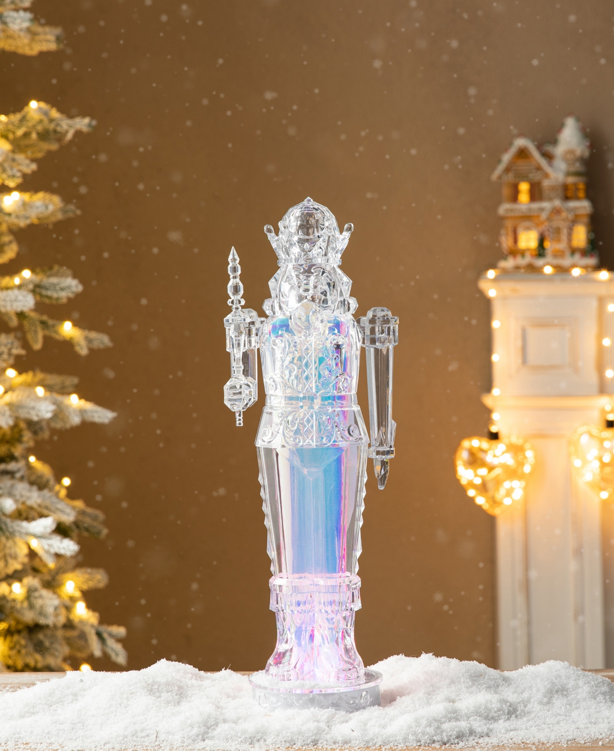 Glitzhome 18 H Acrylic Light Emitting Diode Color Changing Lighted Tabletop Nutcracker Figurine