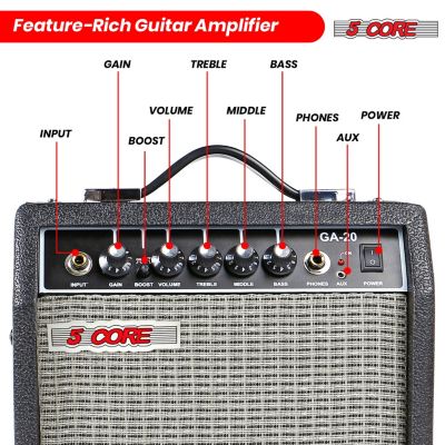 Guitar Amp 20W Amplifier for Electric Bass Acoustic Practice Amps Small Portable Mini Amplificador para Bajo with Built in Effects