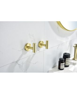 6-Pieces Brushed Gold Bathroom Hardware Set Sus304 Stainless Steel Round Wall Mounted Include