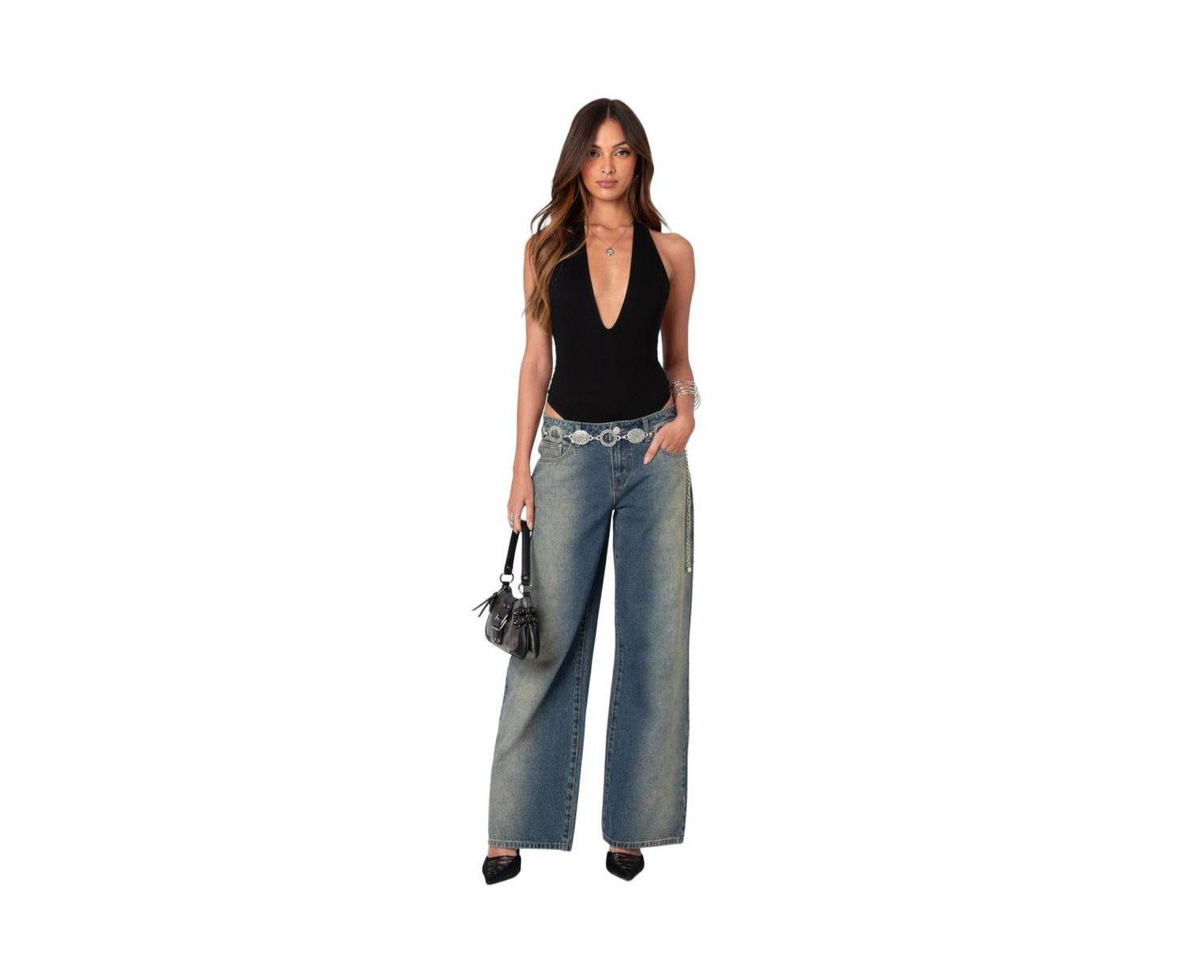 Women's Deep V Backless Bodysuit