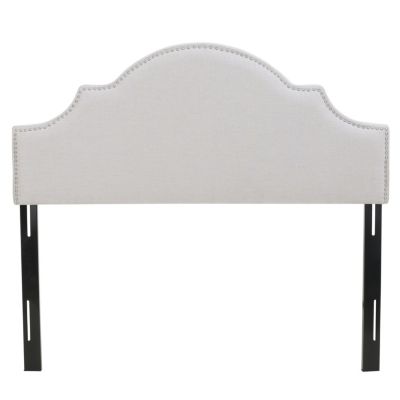Elegant Camel Back Upholstered Headboard with Nailhead Trim