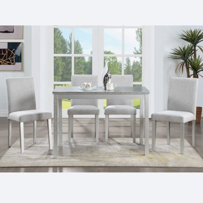 Stunning 5-Piece Dining Set Elegant Table & Upholstered Chairs