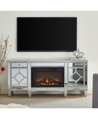 Streamdale 57" X 15 " X 25.6" Flash silver combination TV fireplace cabinet