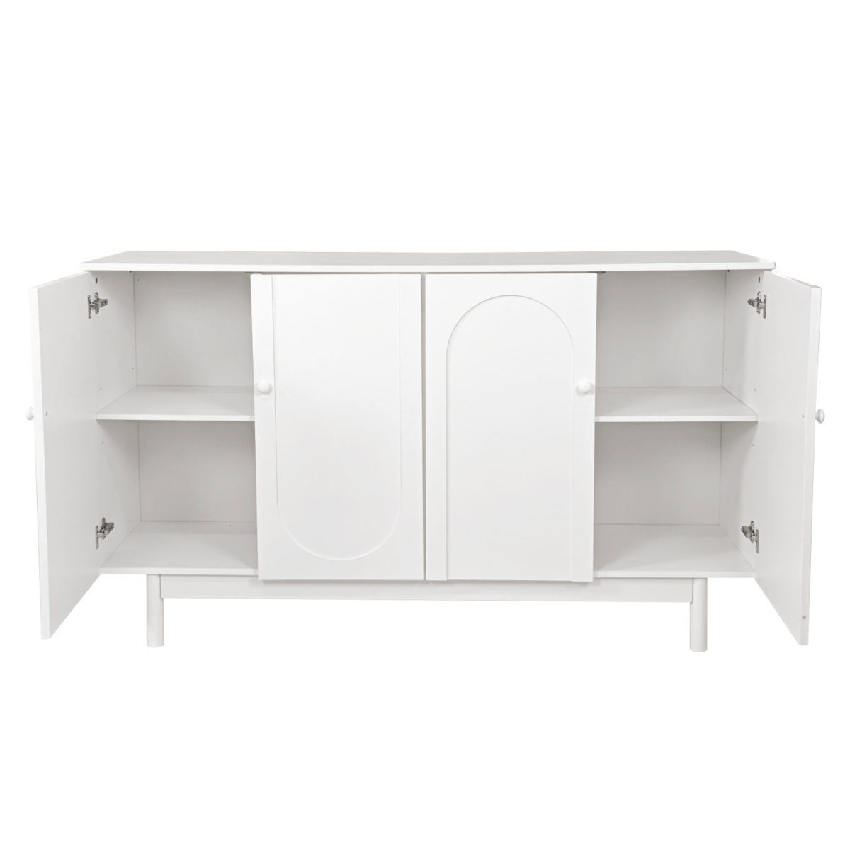 Simplie Fun Durable White Storage Cabinet with Adjustable Shelf and Solid Wood Pulls