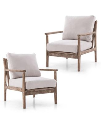 Modern Accent Chair with Solid Rubber Wood Armrests