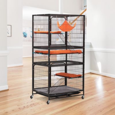 Streamdale 4-Tier Metal Pet Cage with Platforms, Removable Tray, Lockable Casters
