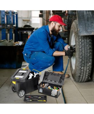 2-in-1 Rolling Tool Box Set Mobile Tool Chest Storage Organizer Portable