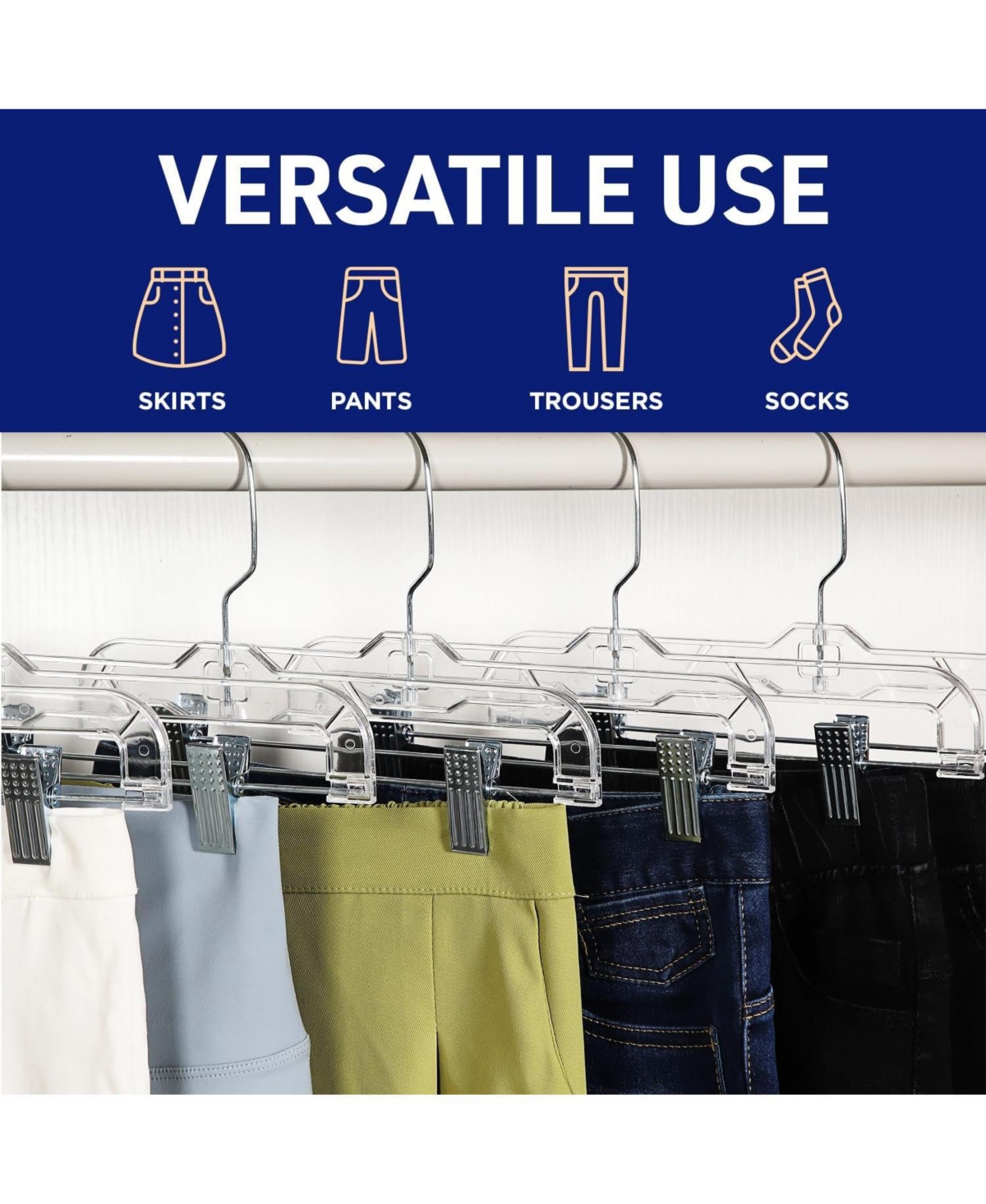 Lifemaster Clear Plastic Hangers - 20 Pieces 14 Inches Anti-Slip Space-Saving, Closet Organization Solution