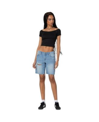 Edikted Women's Riptide Denim Bermuda Shorts - Macy's