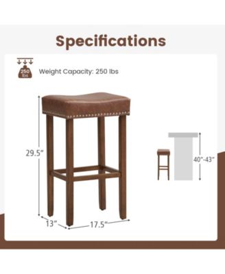 Upholstered Bar Stools Set of 2 with Footrests for Counter