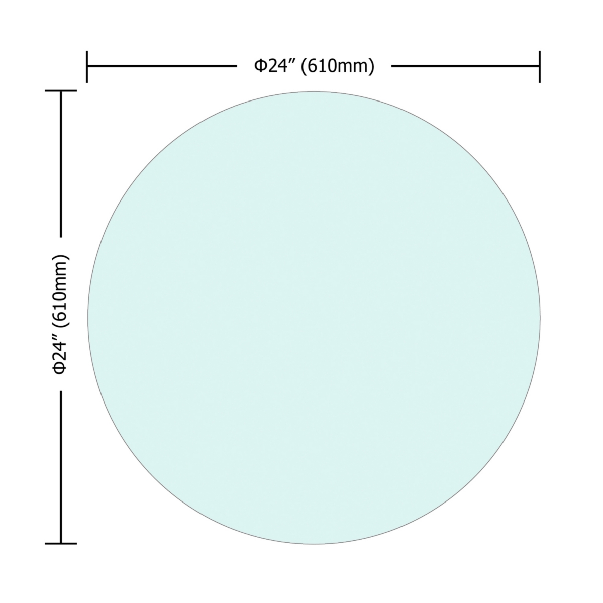 Streamdale Furniture 24 Inch Round Tempered Glass Table Top Clear Glass 1/4 Inch Thick Flat Polished Edge