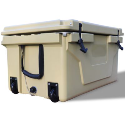 Khaki Color Ice Cooler Box 65Qt Camping Ice Chest Beer Box Outdoor Fishing Cooler