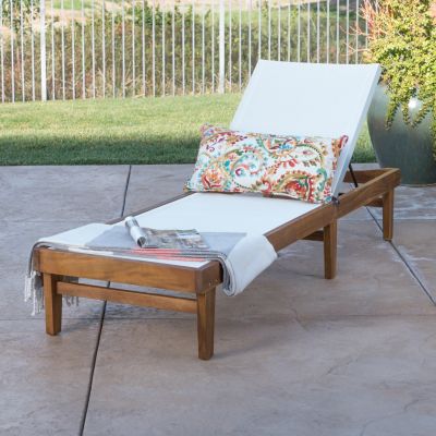 Streamdale Acacia Wood and Mesh Outdoor Chaise Lounge for Relaxation