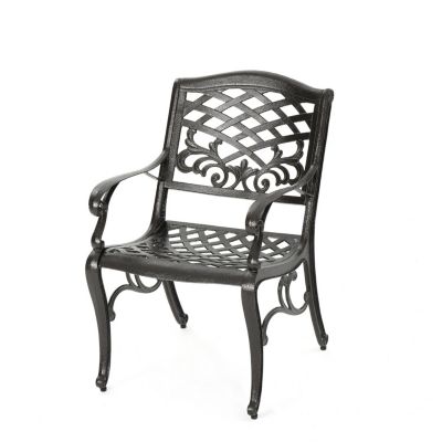 Streamdale Elegant Dining Chairs with Aluminum and Floral Accents