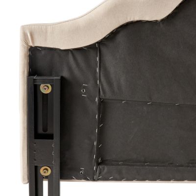 Contemporary Button-Tufted Upholstered Headboard with Nailhead Accents