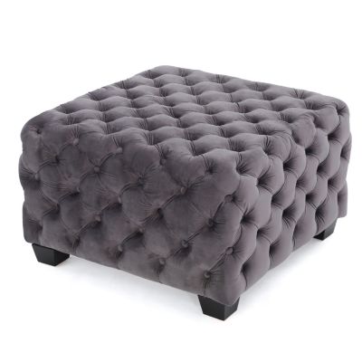 Streamdale Modern Velvet Glam Ottoman with Diamond Stitching