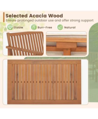 4 Piece Patio Wood Furniture Set Acacia Wood Sofa Set with Loveseat