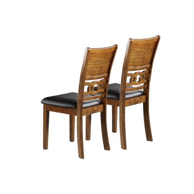 Set Of 2 Upholstered Dining Chair In Walnut Finish