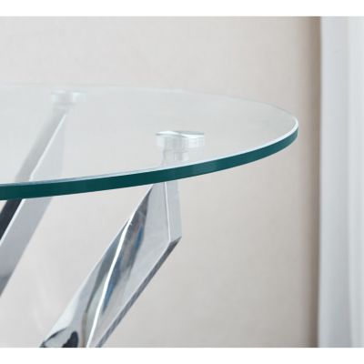 Streamdale Modern Round Tempered Glass Coffee Table With Chrome Legs