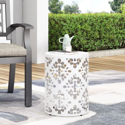 Streamdale Airy Modern Side Table with Iron Cut Floral Design
