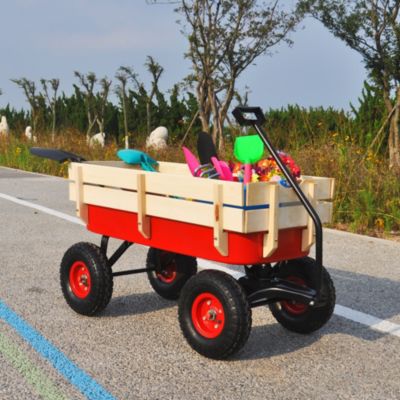 Outdoor Sports Wagon with Wood Panels & Air Tires