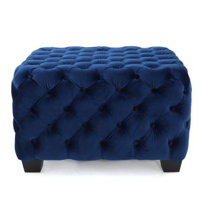  Modern Velvet Glam Ottoman with Diamond Stitching