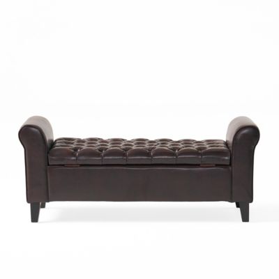 Streamdale Contemporary Diamond Tufted Storage Ottoman with Rolled Arms