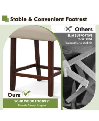 2 Piece Bar Chair Set with Hollowed Back and Rubber Wood Legs