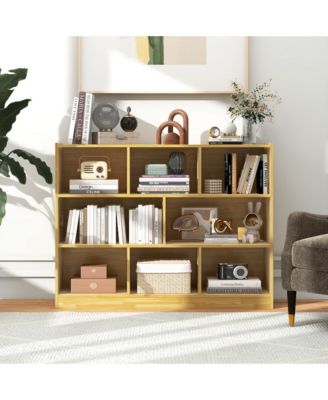 8 Cube 3-Tier Open Wooden Bookshelf Toy Storage Organizer with Anti-toppling Kits