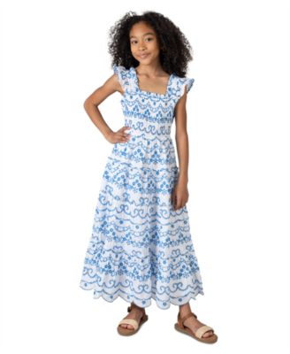 Rare Editions Big Girls Embroidered Eyelet Maxi Dress - Macy's