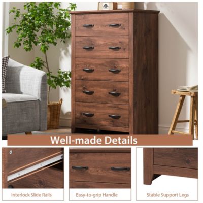 5 Drawer Chest Storage Dresser Tall Cabinet Organizer Bedroom Hallway