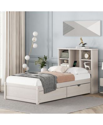 Streamdale Modern Twin Bed Frame with USB Port & Storage