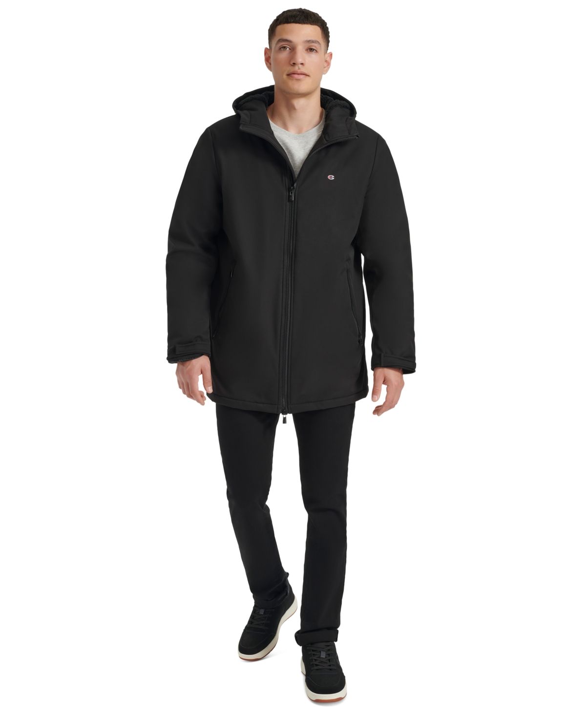 Champion Men's Performance Hooded, Faux Sherpa-Lined Peacoat Jacket