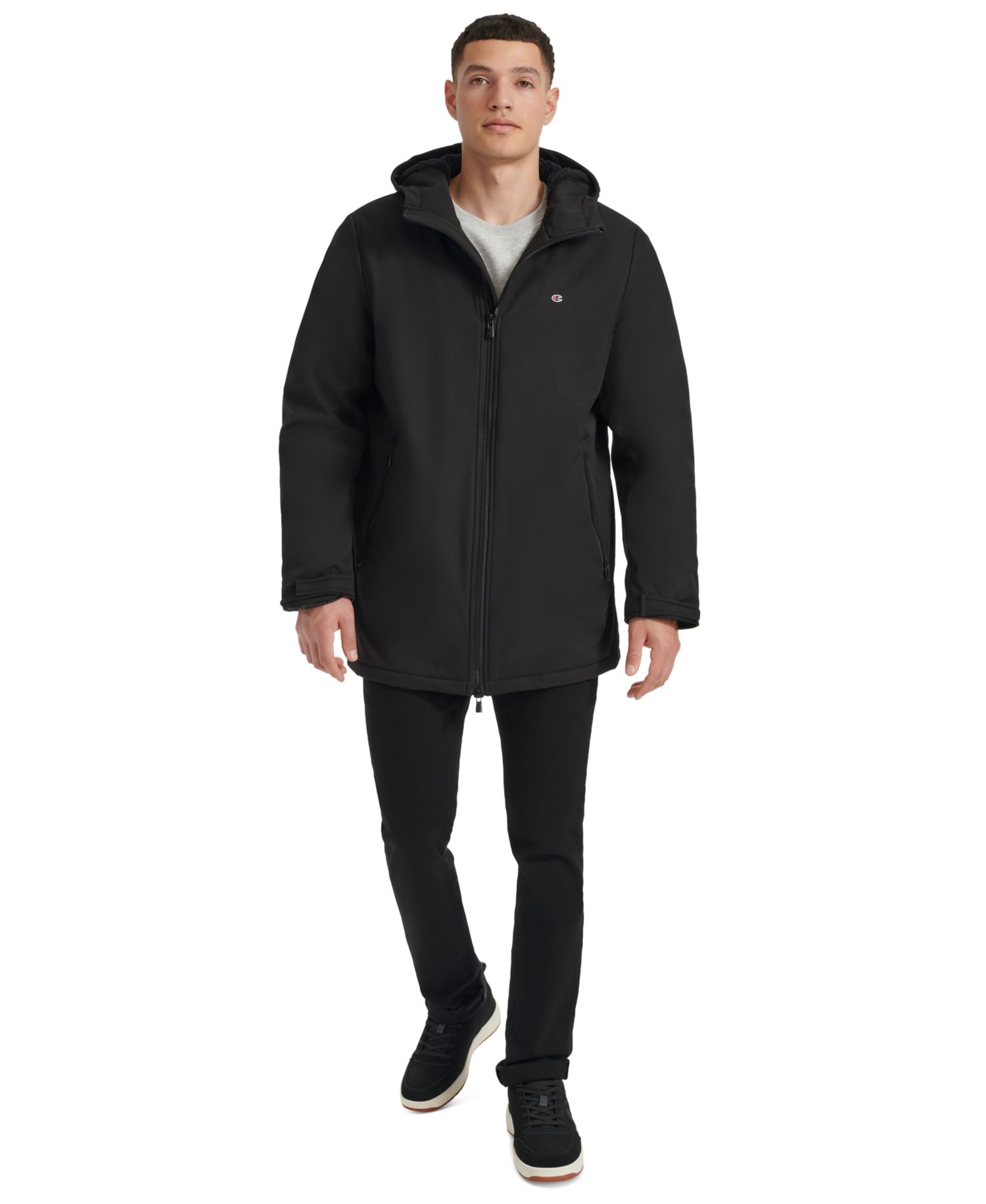 Men's Performance Hooded, Faux Sherpa-Lined Peacoat Jacket