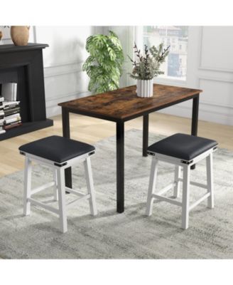 Set of 2  Dining Bar Stool with Acacia Wood Frame