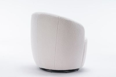 Teddy Fabric Swivel Barrel Chair with Metal Ring