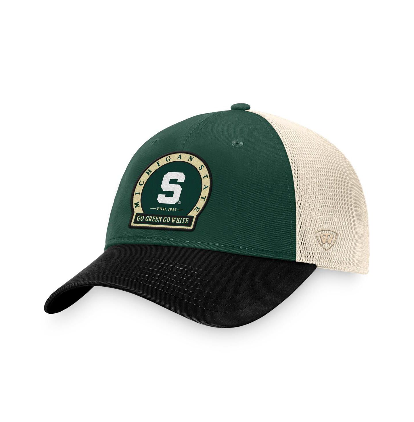 Мужская кепка Top of the World Green Michigan State Spartans Refined Trucker Adjustable Hat — фото 1