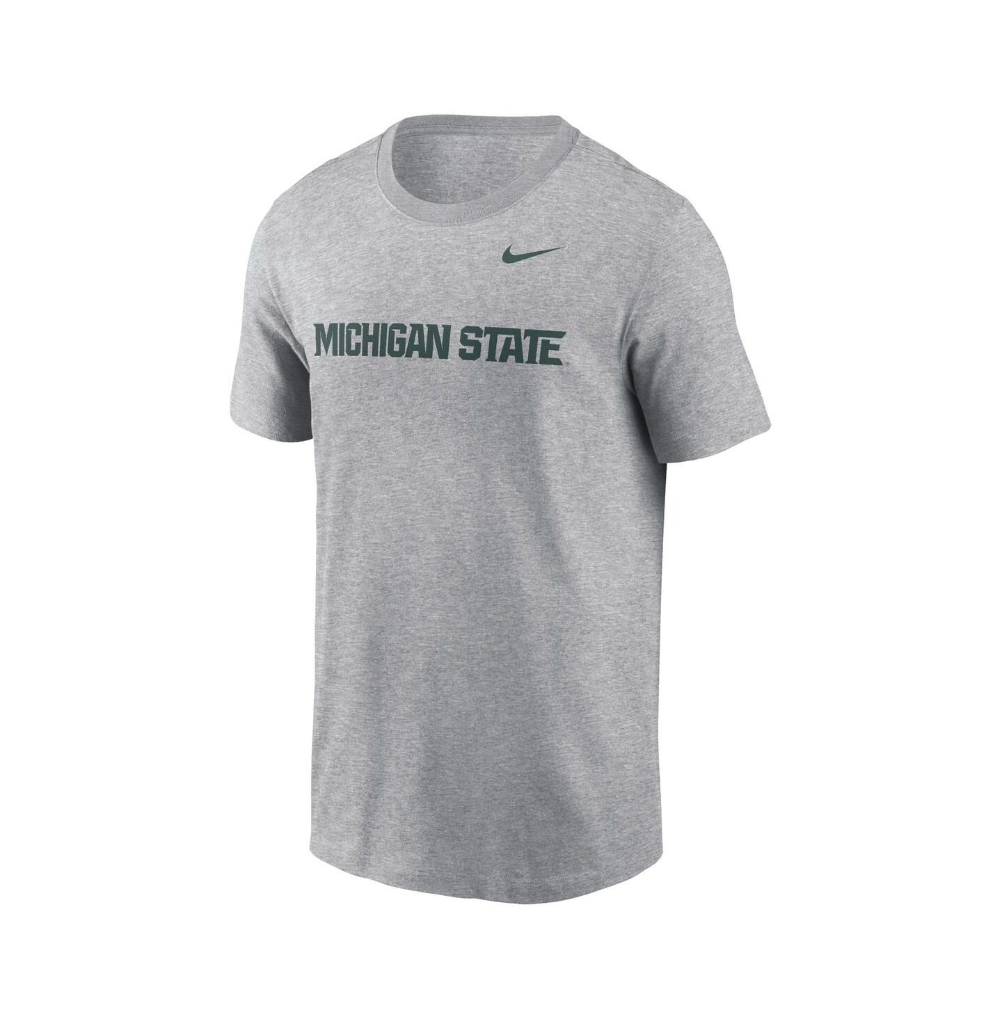 Мужская футболка Nike Michigan State Spartans Primetime Evergreen Wordmark, цвет: Меланжевый серый — фото 3