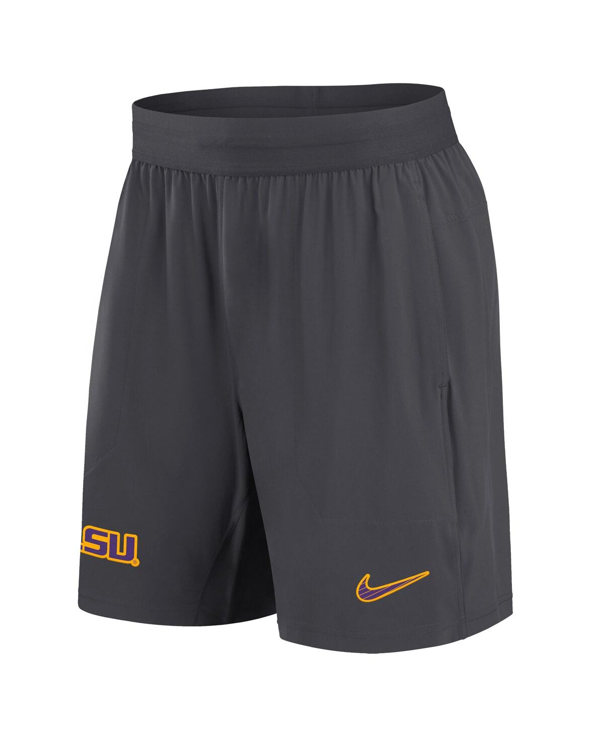 Nike Men's Anthracite Lsu Tigers 2024 Sideline Performance Shorts In Anthracite,purple