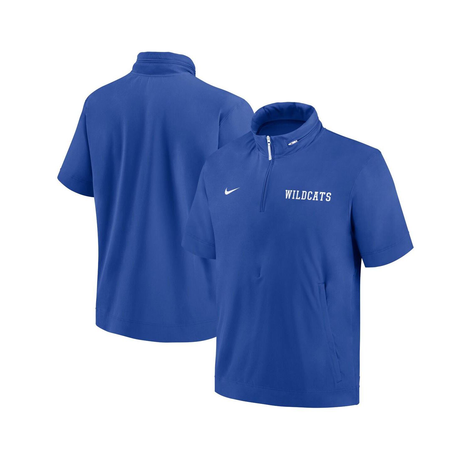 Men's Royal Kentucky Wildcats 2024 Sideline Coach Short Sleeve Half-Zip Hoodie Jacket