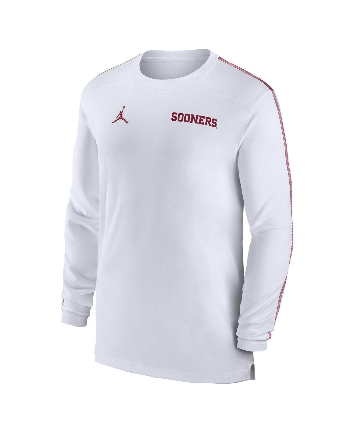 Shop Jordan Men's Oklahoma Sooners 2024 Sideline Coach Uv Performance Long Sleeve T-shirt In Crimson,white