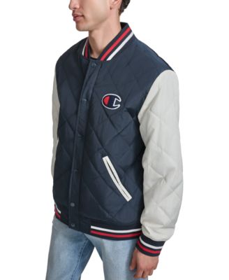 Men's Retro Quilted Logo Bomber Jacket