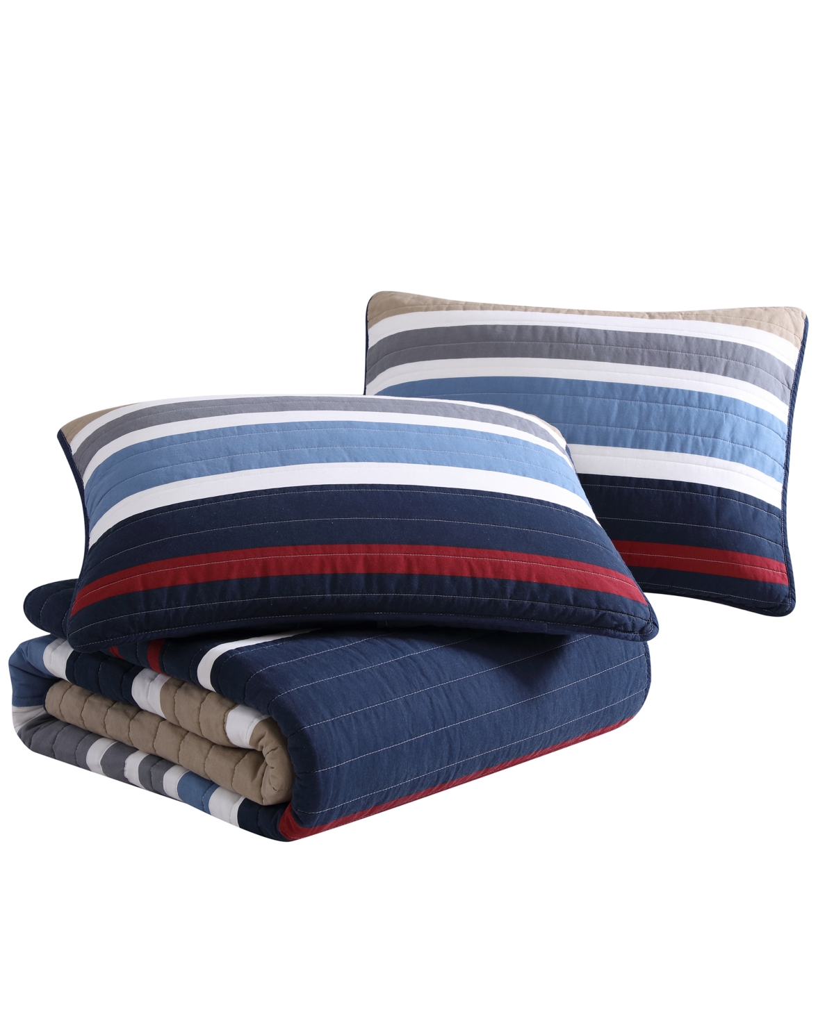 Nautica Bradford Reversible 3 Piece Quilt Set, King In Multi Navy