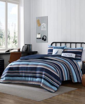 Colton Stripe 5 Piece Comforter Set, Full/Queen