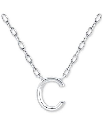 Initial C Pendant Necklace in Sterling Silver, 16" + 2" extender