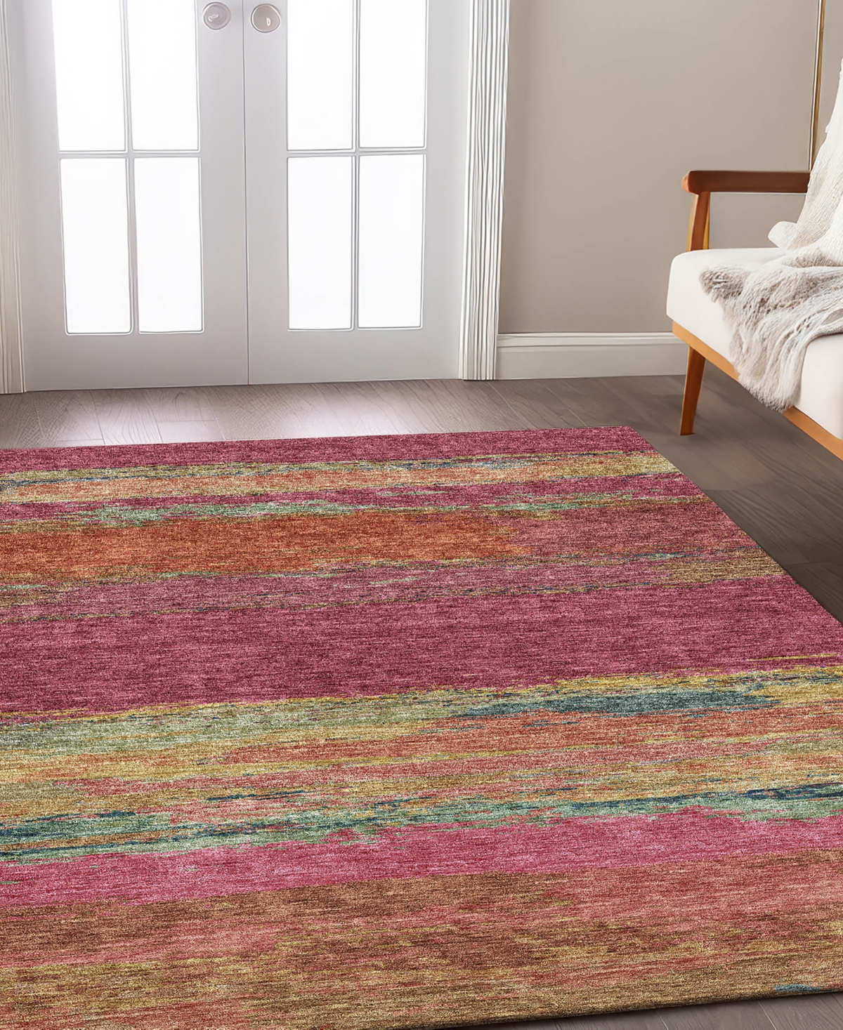 Dalyn Trevi Washable Tv8 2'3"x7'6" Runner Area Rug In Rose