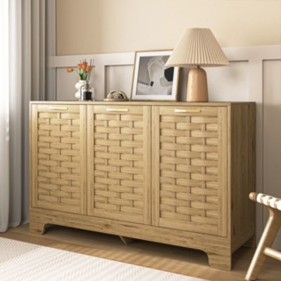 Premium Woven Wood Armoire with Ample Storage and Solid Stability