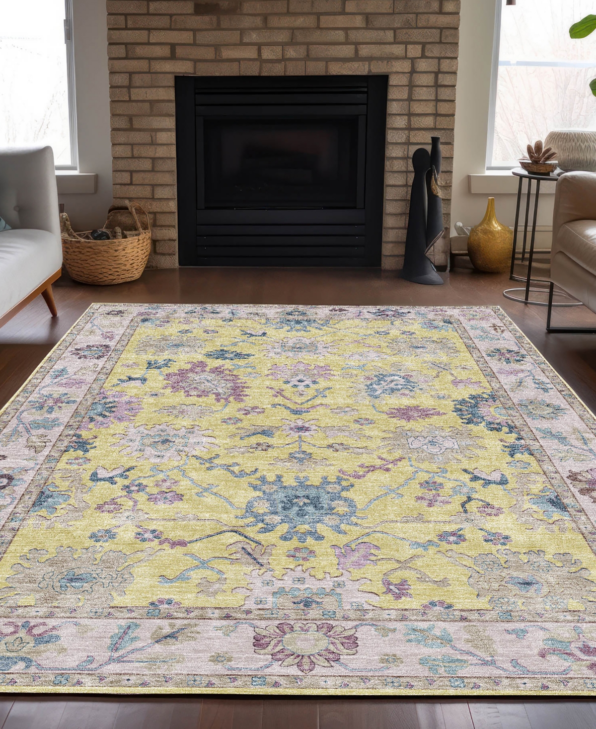 Dalyn Hatay Washable Hy7 9'x12' Area Rug In Yellow